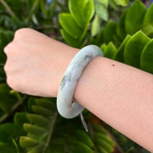 Green Jadeite Jade Bangle Bracelet 57mm | Vintage Gemstone Jewelry for Men – Mother days gift – Elegant Gift Bracelet for Sister, Grandma.