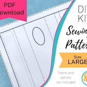 Printable wrist brace sewing pattern, sew your own cute custom support, downloadable pdf & instructions, splints NOT INCLUDED - size Large