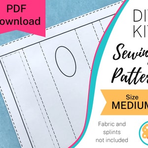 Printable wrist brace sewing pattern, sew your own cute custom support, downloadable pdf & instructions, splints NOT INCLUDED size Medium image 1