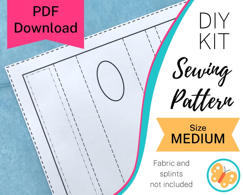 Printable wrist brace sewing pattern, sew your own cute custom support, downloadable pdf & instructions, splints NOT INCLUDED size Medium image 1