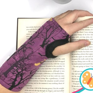 Size S M L wrist brace, soft cotton with fleece lining, fun colorful pattern, for carpal tunnel, tendonitis, right/left hand spooky trees image 1