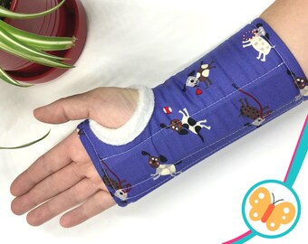 SIZE S cute wrist brace, for carpal tunnel support, arthritis relief, tendonitis - soft comfortable fit - dogs