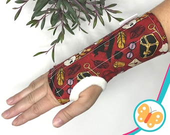 Harry Potter wrist brace, soft cotton with fleece lining, for carpal tunnel, tendonitis, pretty cute pattern, for right or left hand