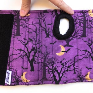 Size S M L wrist brace, soft cotton with fleece lining, fun colorful pattern, for carpal tunnel, tendonitis, right/left hand spooky trees image 9