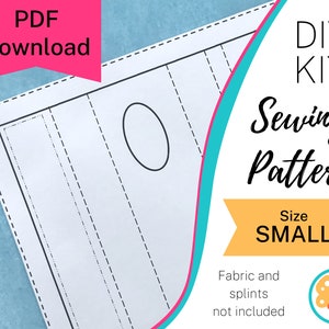 Printable wrist brace sewing pattern, sew your own cute custom support, downloadable pdf & instructions, splints NOT INCLUDED - size Small