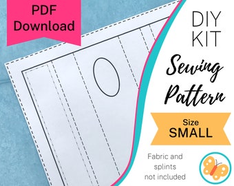 Printable wrist brace sewing pattern, sew your own cute custom support, downloadable pdf & instructions, splints NOT INCLUDED - size Small