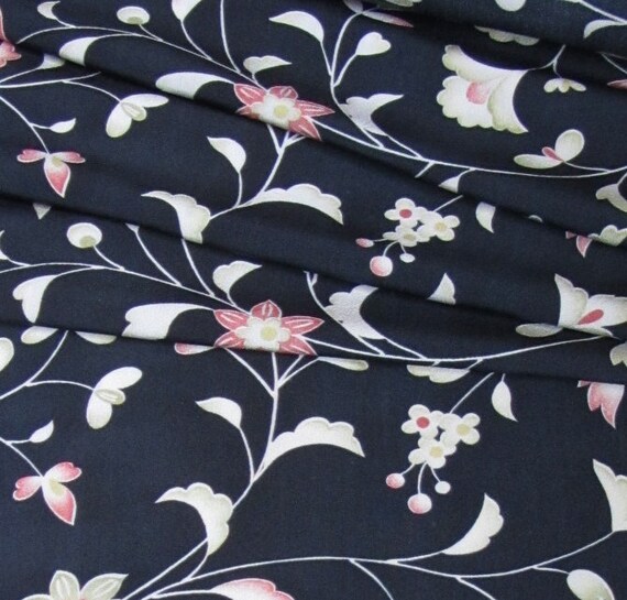 Vintage Japanese Silk Blend Kimono Fabric Beautiful Carnation