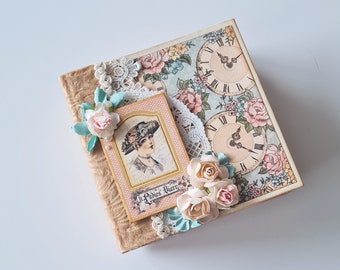 Journal d'une femme | Album de scrapbooking | Mini-album | Conservation de la mémoire | Album photo | Livre de vantardise | Fait main | Souvenir | shabby chic | Rose