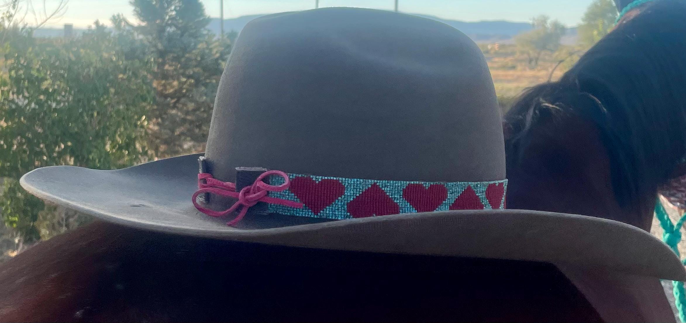 Turquoise Red Heart Beaded Leather Hatband - Etsy display picture 2