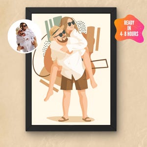 Custom Abstract Couple Portrait – Digital Illustration from Photo – Minimalist Wall Art – Personalized Couple Drawing – Gift for Him/Her