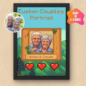 Stardew Valley Couple Portrait – Custom Pixel Art from Photo – Personalized Gift for Couples, Families & Gamers – Digital Download