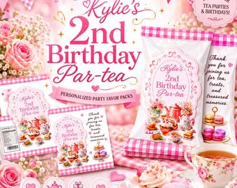 Confezione regalo di compleanno a tema "Par-Tea rosa"
