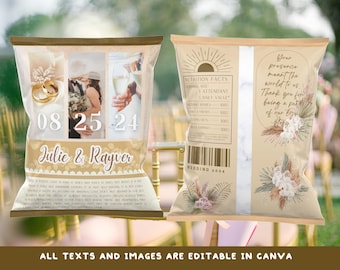 Modello Canva modificabile per merchandising di matrimonio minimalista