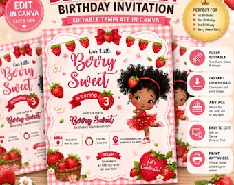 Invito di compleanno a tema fragole