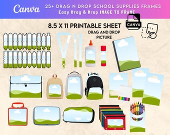 Materiale scolastico modificabile tramite trascinamento in Canva
