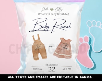 Tema della bustina snack per la festa di rivelazione del sesso del bambino