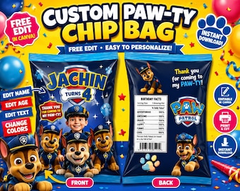 Adventure-Themed Paw Patrol Chip Bag Template
