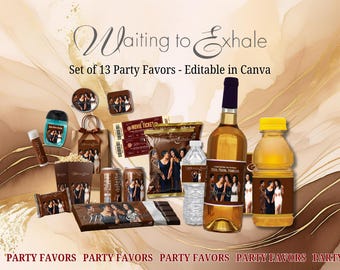 Set di 13 bomboniere e souvenir "Waiting to Exhale" modificabili in Canva