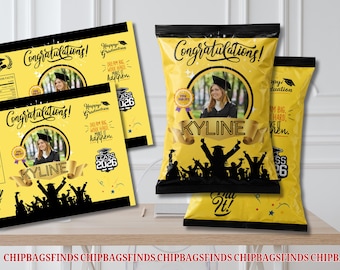 Foto di laurea personalizzata in nero e giallo