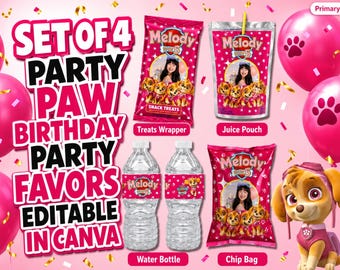 Custom Paw Patrol Birthday Favors for Girls
