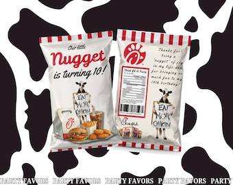 Little Nugget Birthday Chip Bag Editable in Canva