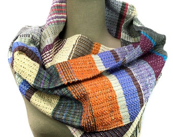 Ruby | Handwoven Purple & Gray Scarf | Cheerful Striped Woven Textile | Loomed Gifts for Mother's Day | Woven pidgepidge Scarf | H72