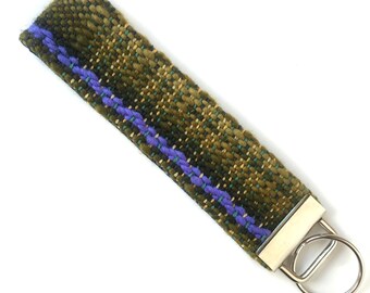 Handwoven Green Ombre Key Fob Wristlet | Woven Bracelet Keychain | Colorful Modern Key Wristlet | Boho Woven Strap Bracelet | Women's Gifts