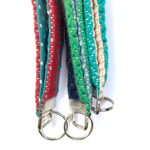 Modern Woven Gifts for Her Handwoven Cape Cod Keychain Gift Set of 3 Gift Trio of Woven Key Fobs Colorful Textile Wristlet Bundle afbeelding 3