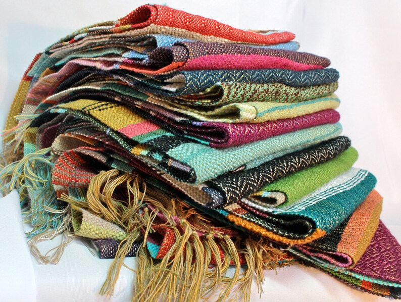 Heidi pidge pidge Woven Vegan Scarf Spring Handwoven Heirloom Textile Vibrant Luxe Gifts for Her Striped Statement Accessory H87 image 8