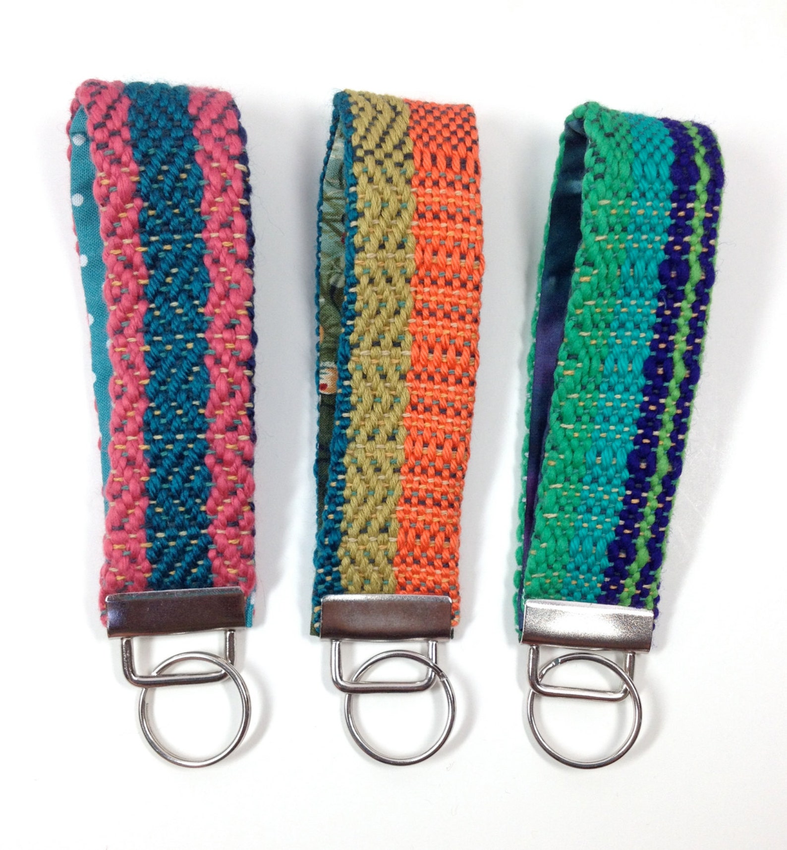 Woven Striped Tweed Key Fob Hand Woven Key Wristlet Modern Etsy
