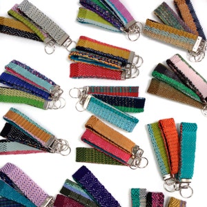 Modern Woven Gifts for Her Handwoven Cape Cod Keychain Gift Set of 3 Gift Trio of Woven Key Fobs Colorful Textile Wristlet Bundle image 5