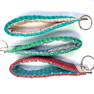 Modern Woven Gifts for Her Handwoven Cape Cod Keychain Gift Set of 3 Gift Trio of Woven Key Fobs Colorful Textile Wristlet Bundle image 4