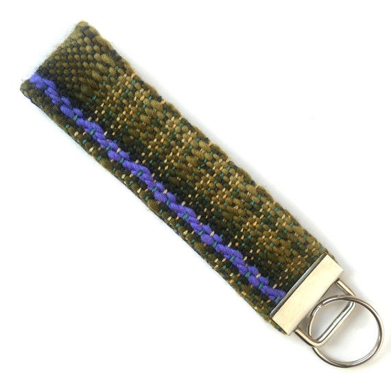 Handwoven Green Ombre Key Fob Wristlet | Woven Bracelet Keychain | Colorful Modern Key Wristlet | Boho Woven Strap Bracelet | Women's Gifts