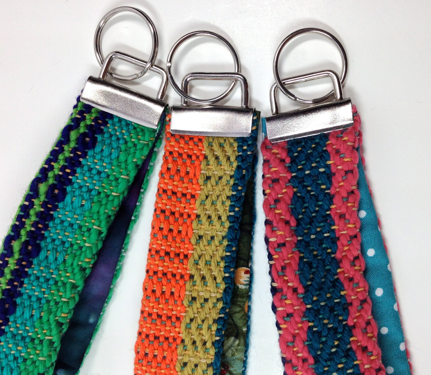 Woven Striped Tweed Key Fob Hand Woven Key Wristlet Modern Etsy