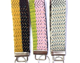 Handwoven Key Fobs Set of 3 | "Portland" Colorful Keychain Set | Gift Trio of Woven Key Fob Wristlets | Modern Textile Key Chain Bracelets