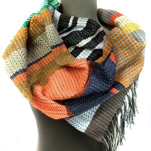 Heidi pidge pidge Woven Vegan Scarf Spring Handwoven Heirloom Textile Vibrant Luxe Gifts for Her Striped Statement Accessory H87 image 4