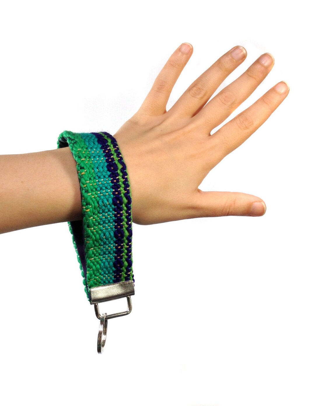 Woven Striped Tweed Key Fob Hand Woven Key Wristlet Modern Gifts for