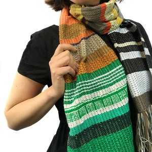 Heidi pidge pidge Woven Vegan Scarf Spring Handwoven Heirloom Textile Vibrant Luxe Gifts for Her Striped Statement Accessory H87 image 2