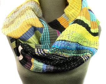 Frances | Handwoven Modern Yellow Striped Scarf | Bold Neon Women's Fashion | Woven Luxe Gifts for Her | Vibrant Patterned Textile | H71