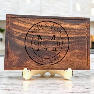 Personalized Walnut Cutting Board, Engraved Family Name, Wedding Gift