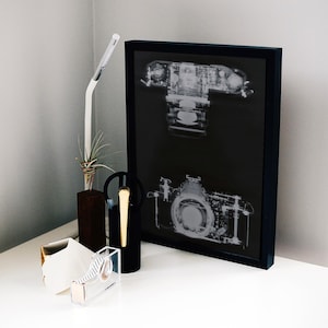 Real X-Ray Analog SLR Camera Printable Art | Vintage Film Camera Exposed to X-Rays | Profile & Front View Designs