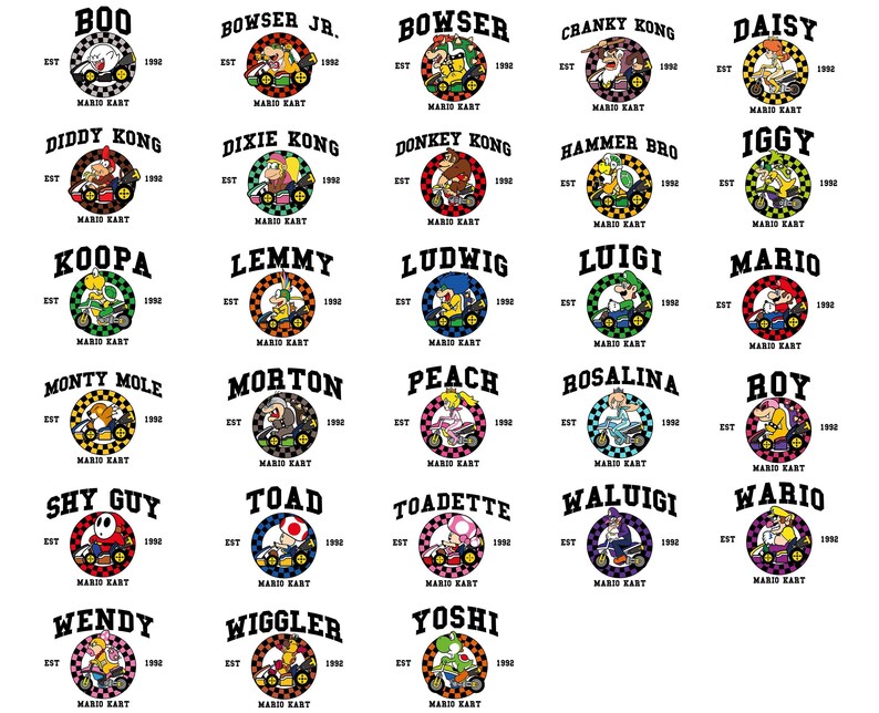 Mario Kart Shirt Comfort Colors®, Mario Family Shirt, Mario Kart Characters Shirt, Comfort Colors Mario Shirt, Mario Gaming Shirt image 6