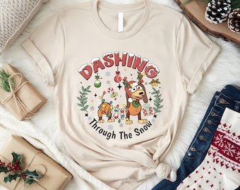 Slinky Christmas Shirt, Disney Toy Story Christmas Sweater, Dashing through The Snow Slink Dog Christmas Sweatshirt, Disney Christmas Shirt