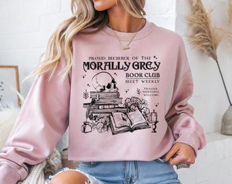 Morally Grey Book Club Hoodie, Dark Romance Sweatshirt, Book Lover Gift, Spooky Season Crewneck, Reader Hoodie, Bookish Apparel