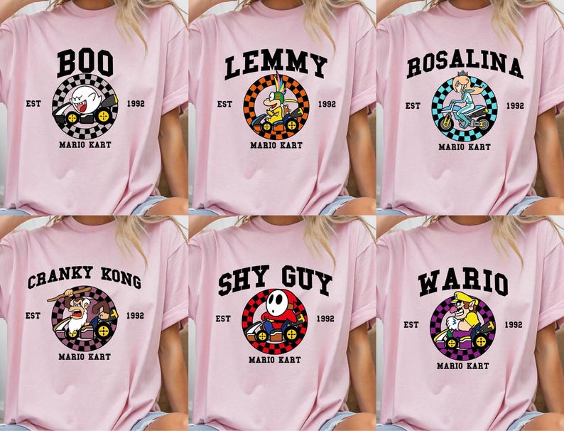 Mario Kart Shirt, Mario Kart Characters Shirt, Mario Character Shirt, Mario Family Shirt, Super Mario Gaming Shirt, Mario Shirt image 2