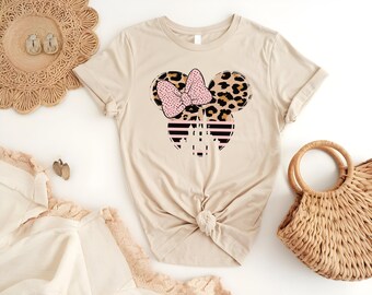 Minnie castle Shirt, Disneyworld Shirts, Minnie Ear Shirt, Leopard Print Shirt, Disney Shirt, Disney Ear Shirt, Woman Disney Shirt