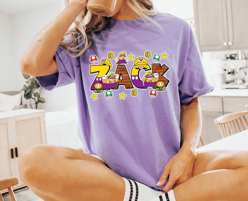 Mario Custom Name Shirt, Mario Characters Shirt, Personalized Super Mario Name T-shirt, Customm Mario Shirt, Matching Family Mario Shirt image 5