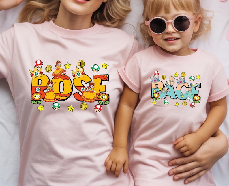 Mario Custom Name Shirt, Mario Characters Shirt, Personalized Super Mario Name T-shirt, Customm Mario Shirt, Matching Family Mario Shirt image 3