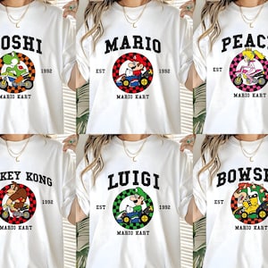 Mario Kart Shirt Comfort Colors®, Mario Family Shirt, Mario Kart Characters Shirt, Comfort Colors Mario Shirt, Mario Gaming Shirt image 1