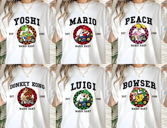 Mario Kart Shirt Comfort Colors®, Mario Family Shirt, Mario Kart Characters Shirt, Comfort Colors Mario Shirt, Mario Gaming Shirt